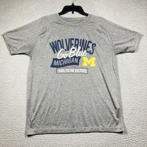 Michigan‎ Wolverines T Shirt Adult Large Gray Short Sleeve Hail to the Victors